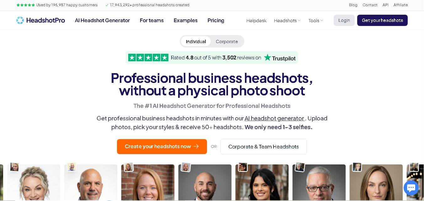 Headshot Pro preview